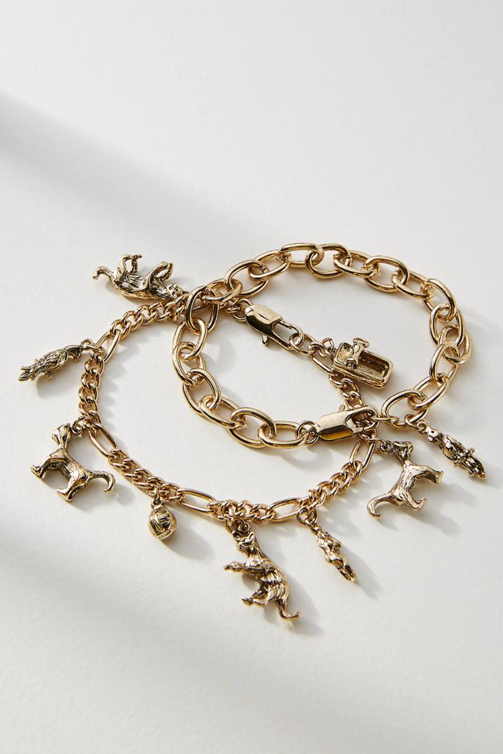 Anthropologie Feeling Feline Charm Bracelet Set