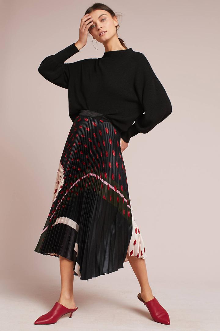 Delfi Pleated & Printed Skirt