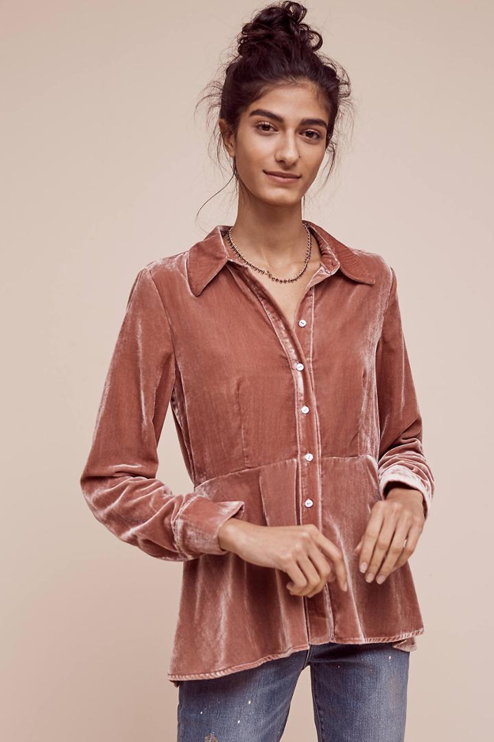 Vanessa Virginia Velvet Peplum Buttondown