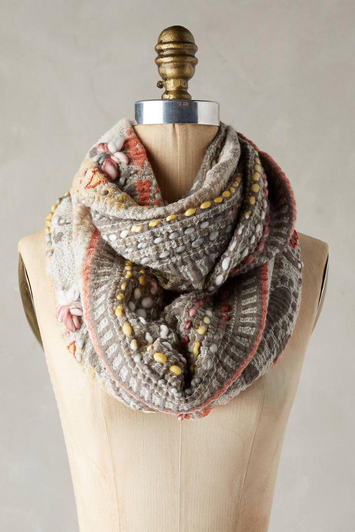 Anthropologie Alois Embroidered Infinity Scarf