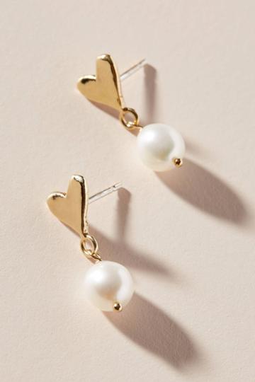 Luiny Heart + Pearl Drop Earrings
