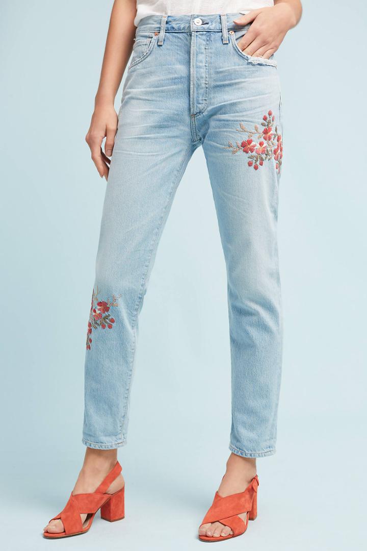 Citizens Of Humanity Liya Ultra High-rise Straight Embroidered Jeans