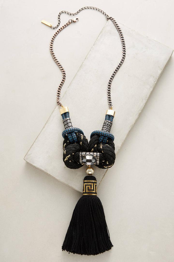 Mimilore Black Rope Pendant Necklace