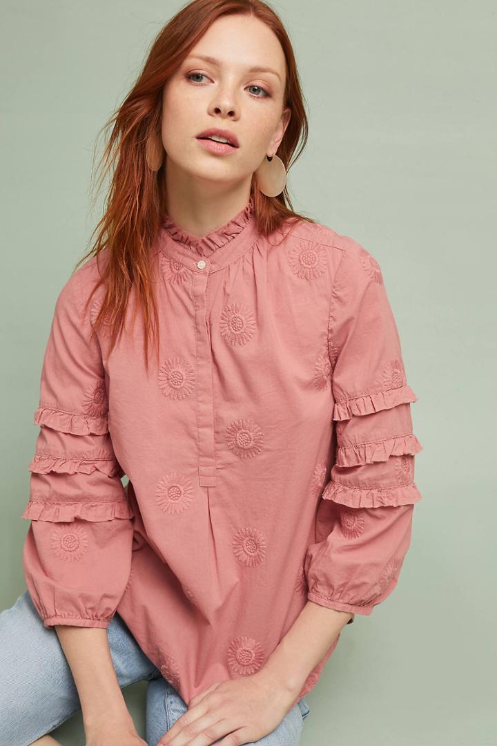 Isabella Sinclair Sunflower Embroidered Henley