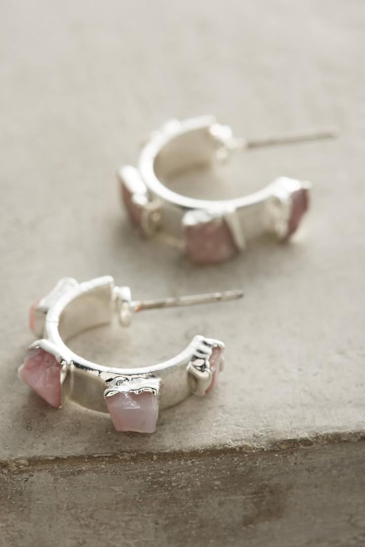 Anthropologie Pink Opal Silver Mini Hoops