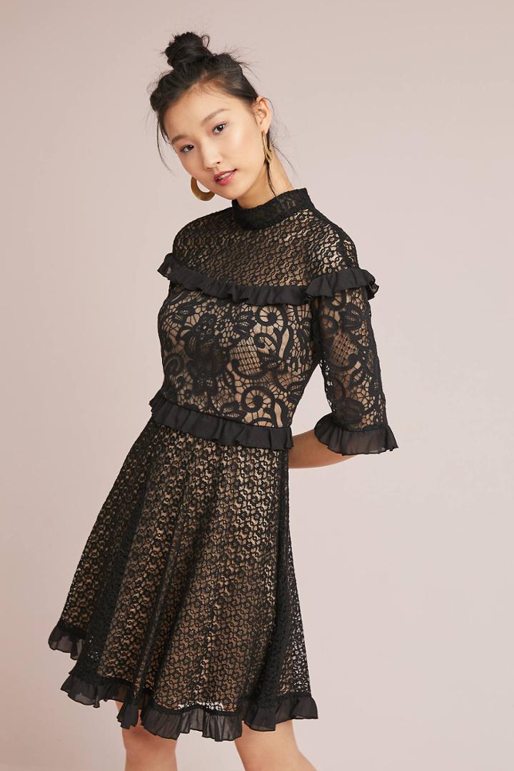 Ml Monique Lhuillier Nuit Ruffled Dress