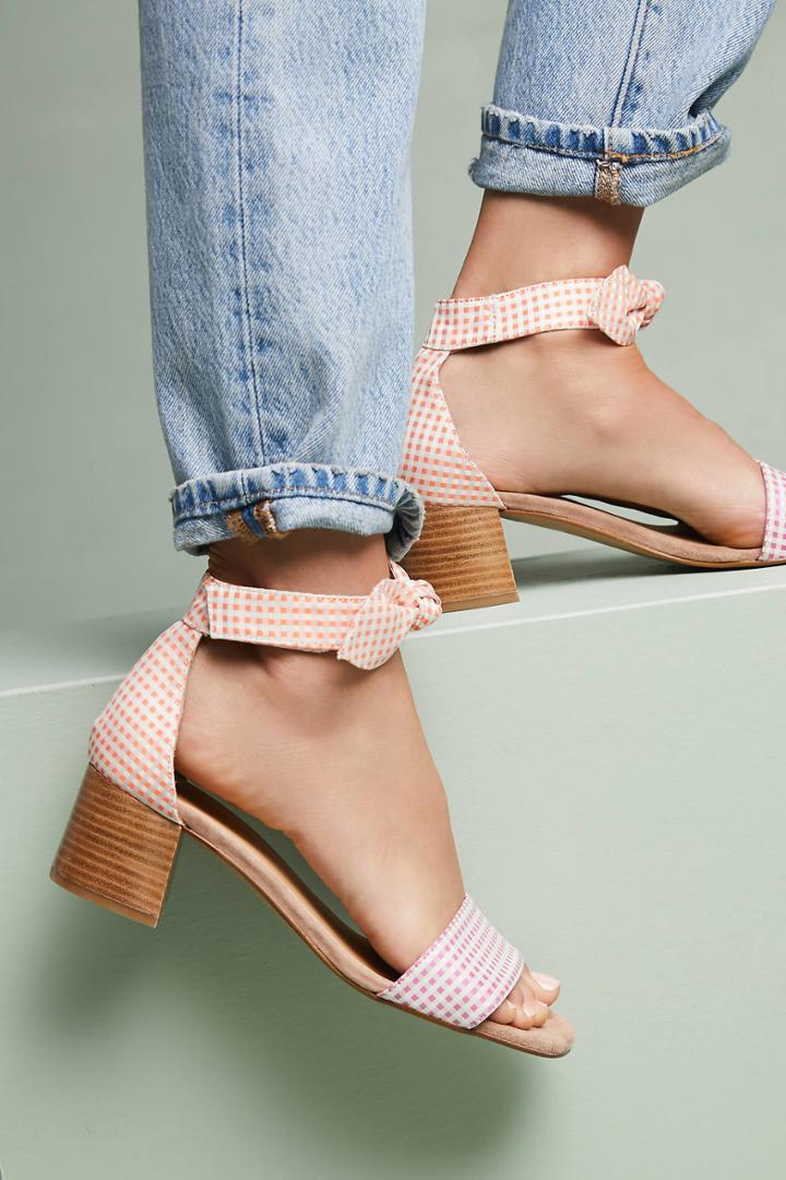 Anthropologie Gingham Heeled Sandals