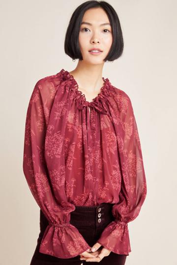 Steele Laurelyn Sheer Peasant Blouse