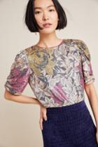 Anthropologie Marie Floral Sequined Blouse