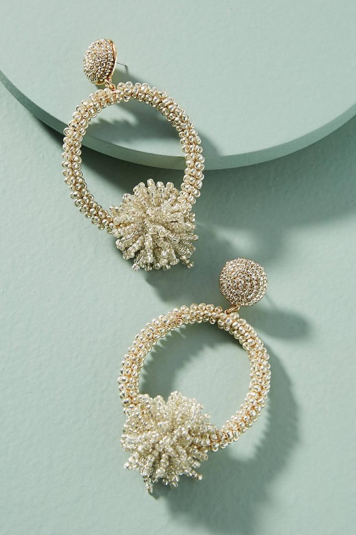 Anthropologie Lucille Beaded Hoop Drop Earrings