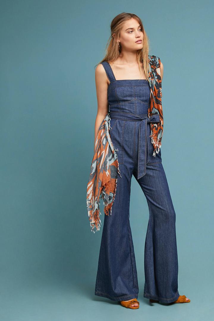 Pilcro And The Letterpress Pilcro Waist-tied Denim Jumpsuit