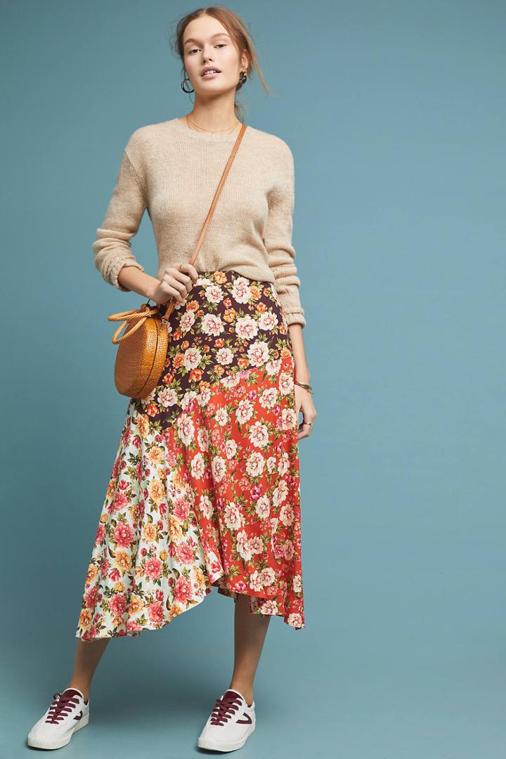 Farm Rio Patchwork Floral Skirt | LookMazing