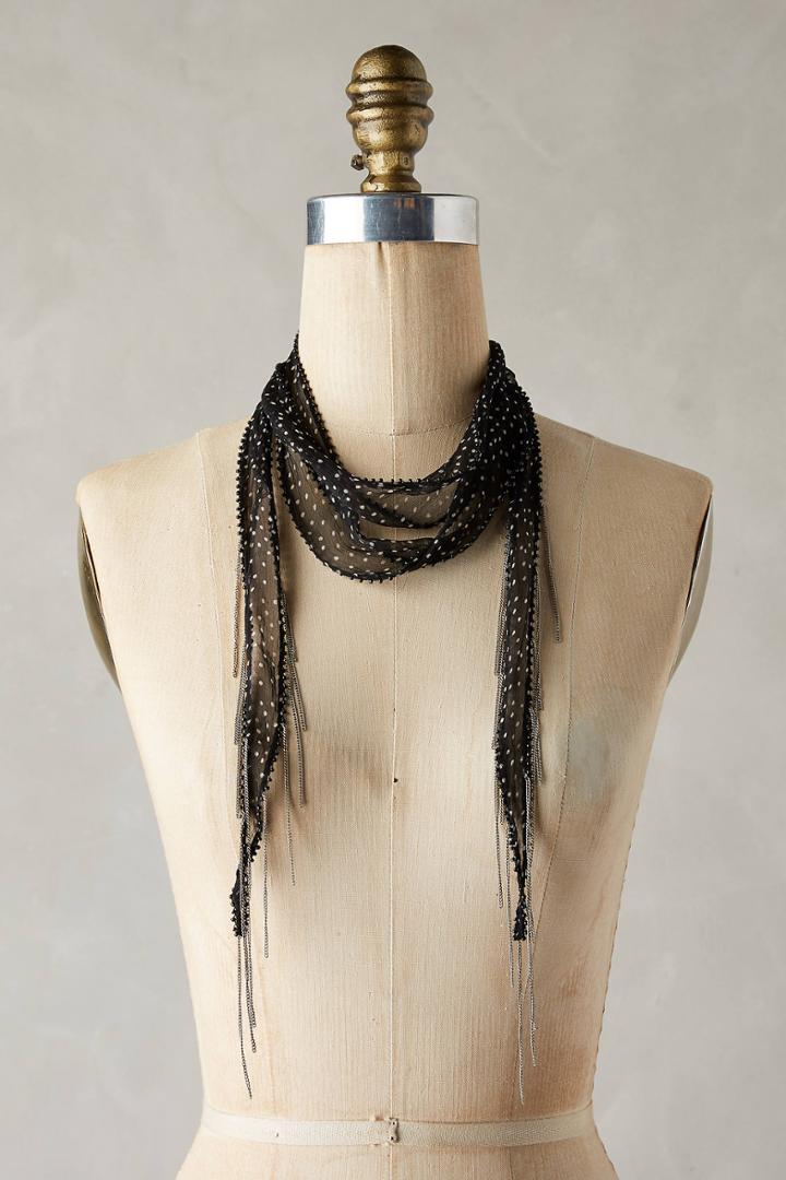 Anthropologie Polka Dotted Skinny Scarf