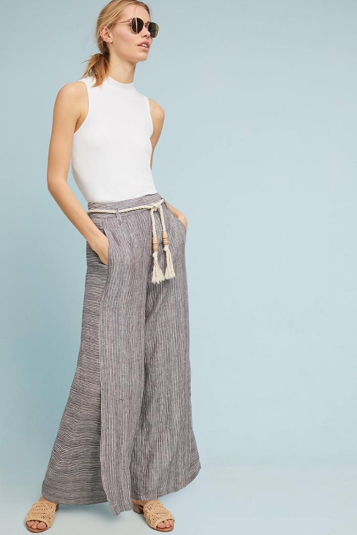 Ett:twa Striped Linen Wide-leg Pants
