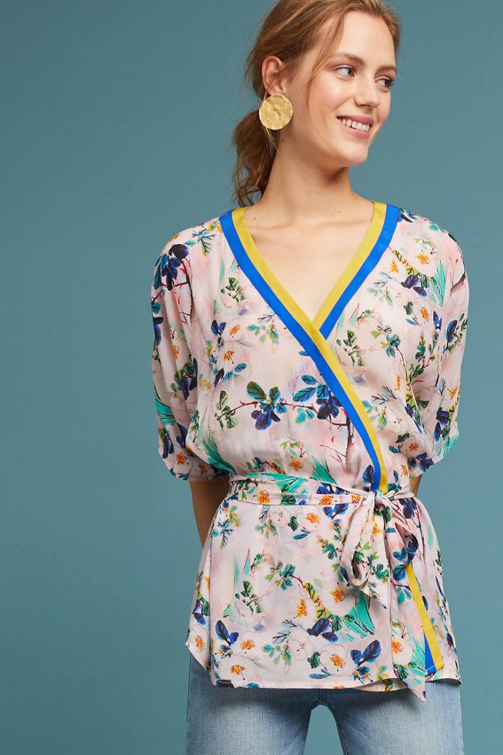 Rinku Dalamal Sporty Floral Wrap Top