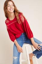 Luna Moon Heidi Embroidered Peasant Top