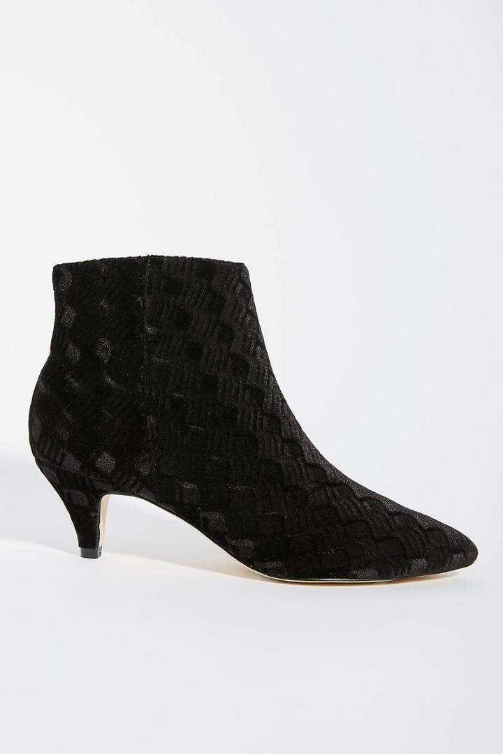 Anthropologie Velvet Kitten-heeled Booties