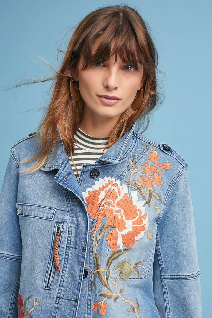 Hei Hei Embroidered Denim Anorak