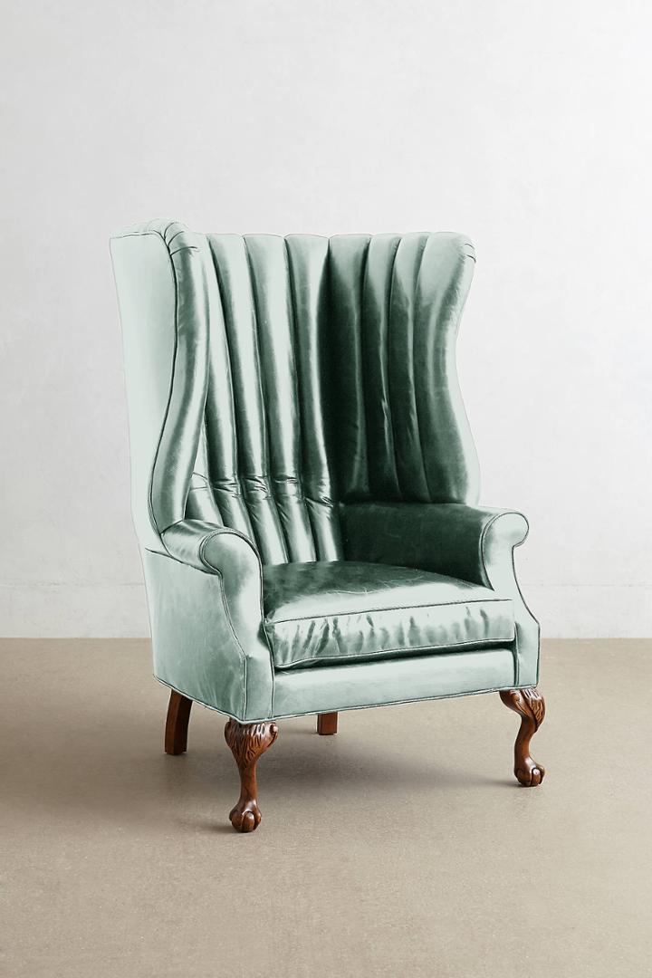 Anthropologie Premium Leather English Fireside Chair