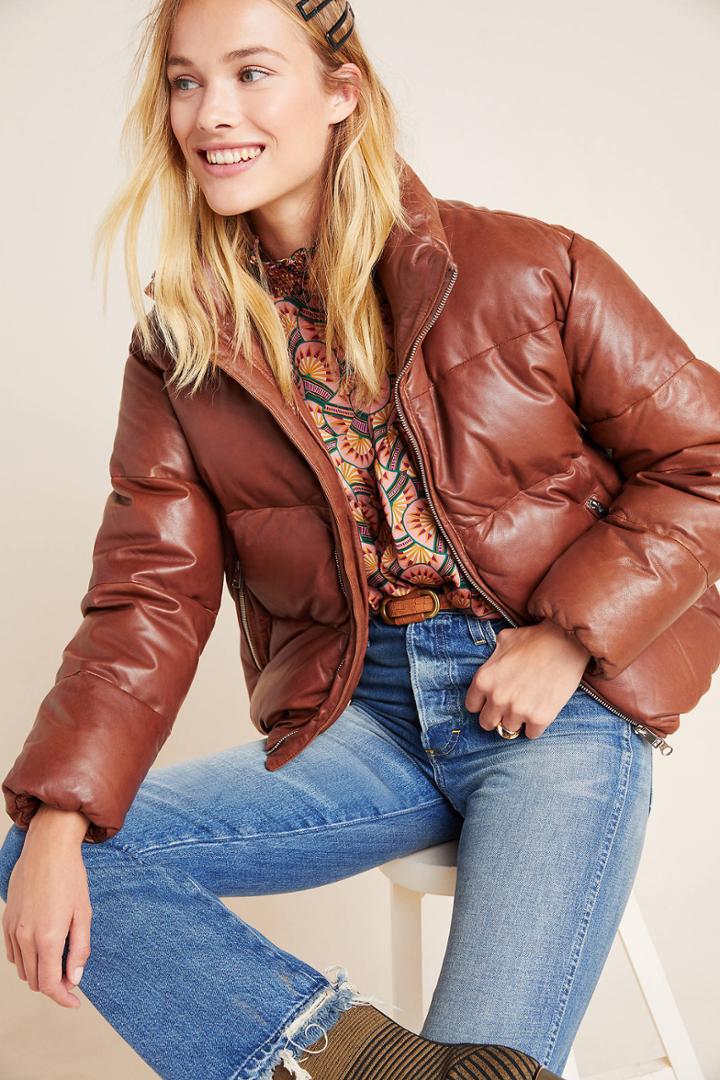 Lamarque Iris Leather Puffer Coat