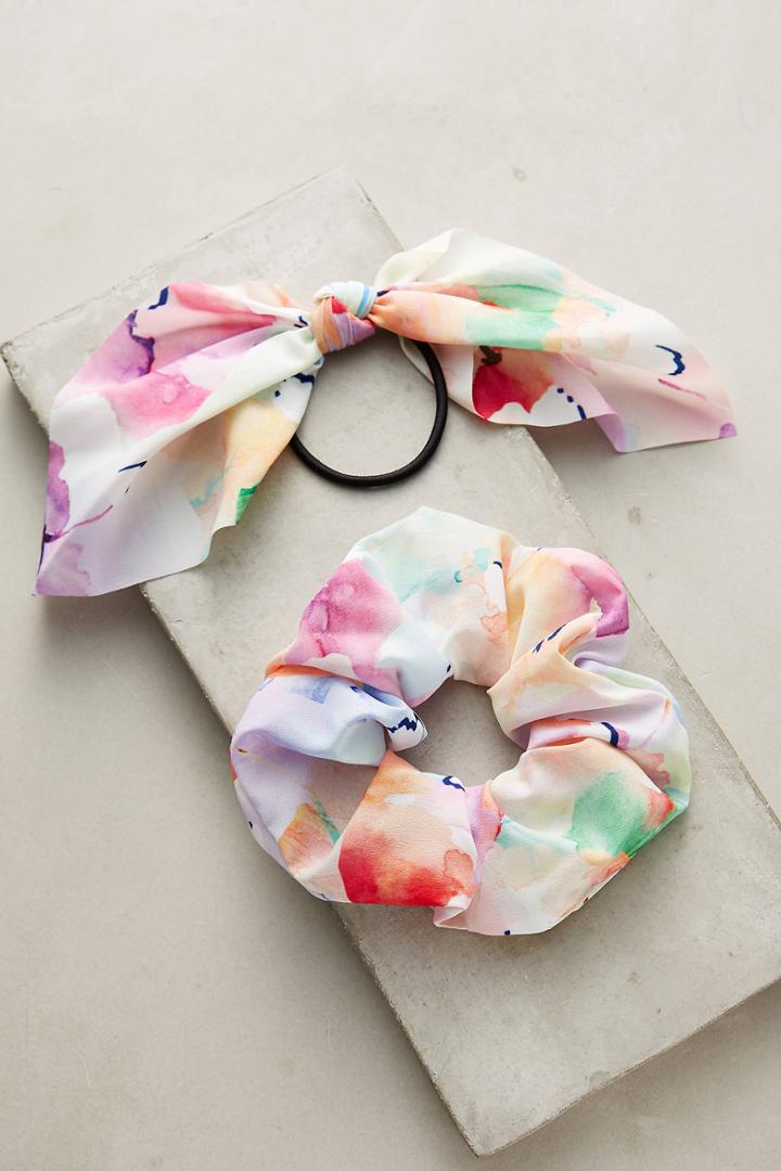 Anthropologie Watercolor Pony Holder Set