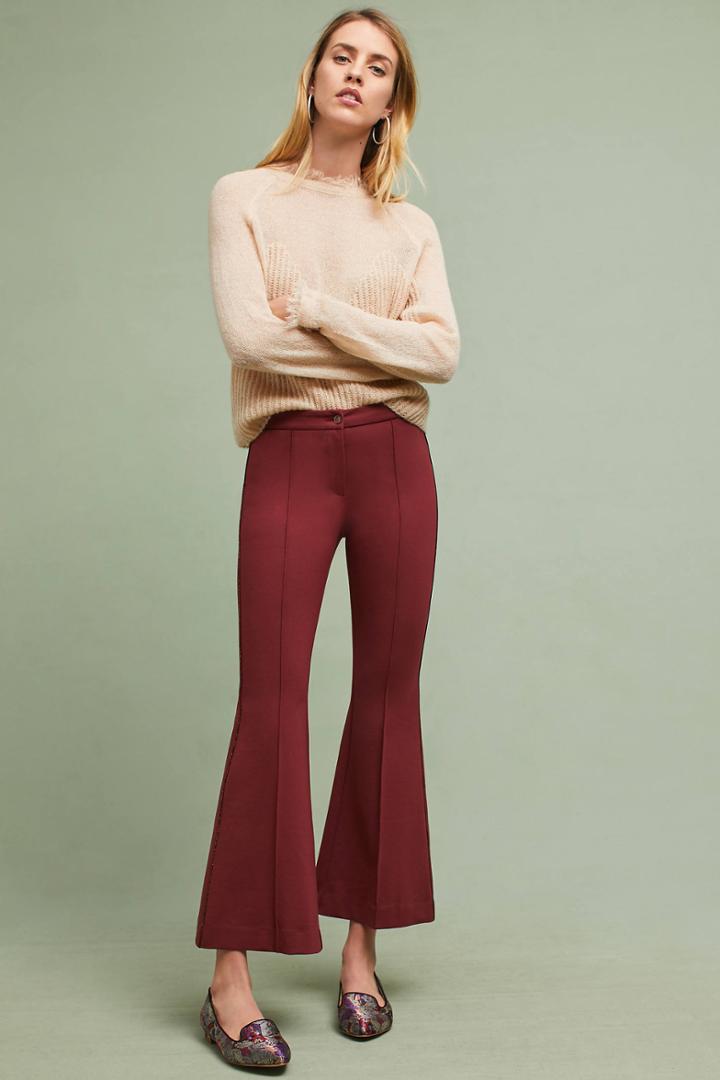 Anthropologie Rouge Cropped Flare Trousers