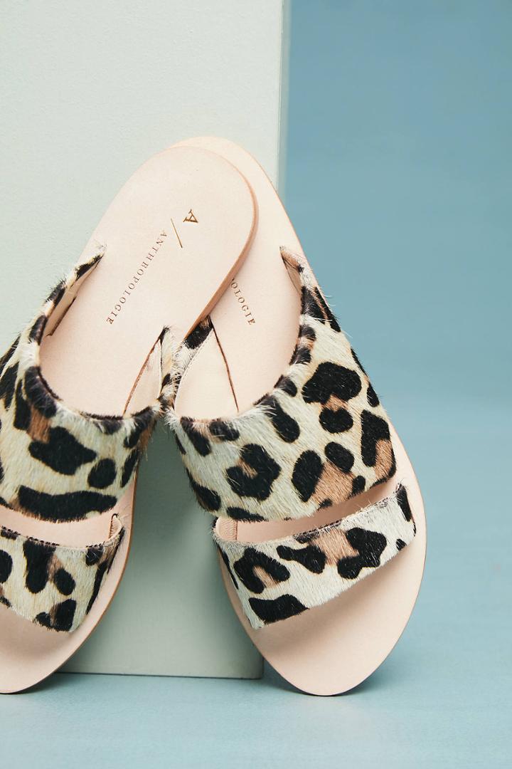 Anthropologie Classic Leopard Slide Sandals