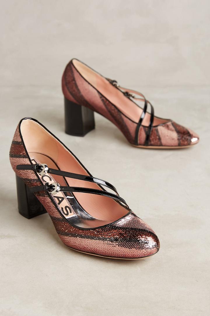 Rochas Sequined Double-strap Pumps