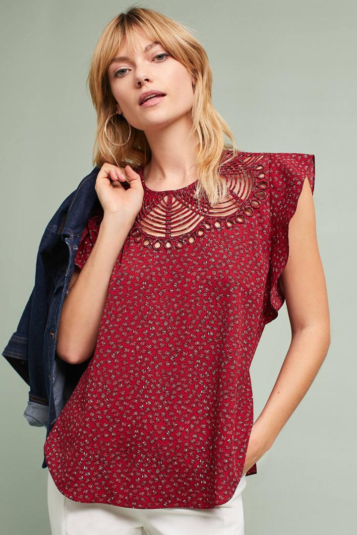 Ranna Gill Fluttered Cutwork Blouse