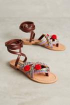 Rada Red Pom Slingback Sandals