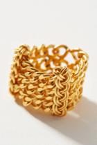 Anthropologie Liza Echeverry Vogue 24k Gold-plated Chain Ring