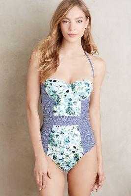 Anthropologie Scalloped Halter Maillot