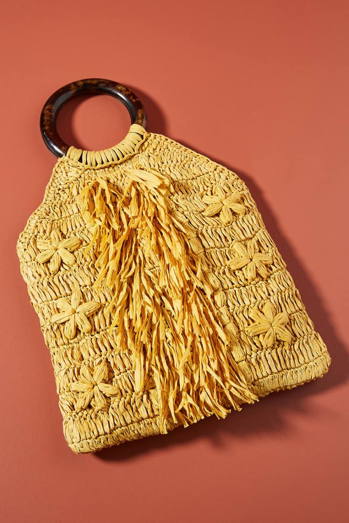 Anthropologie Rosalita Woven Raffia Tote Bag