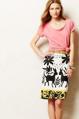 Anthropologie Sonja Embroidered Pencil Skirt