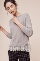 Sleeping On Snow Ribbed Lace-hem Pullover