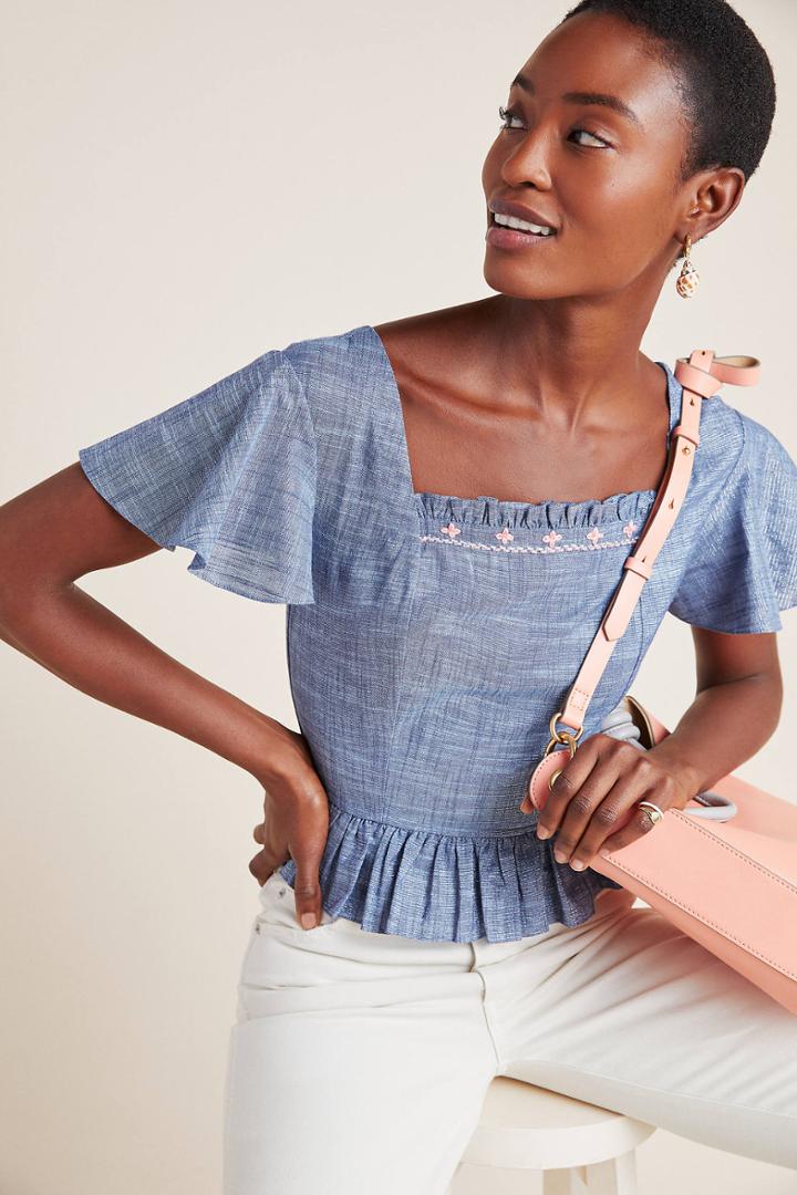 Pankaj & Nidhi Dakota Flutter-sleeved Blouse