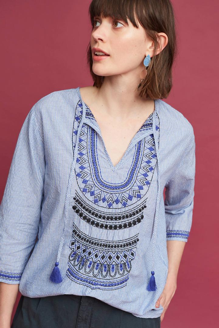 Velvet By Graham & Spencer Adonie Embroidered Top