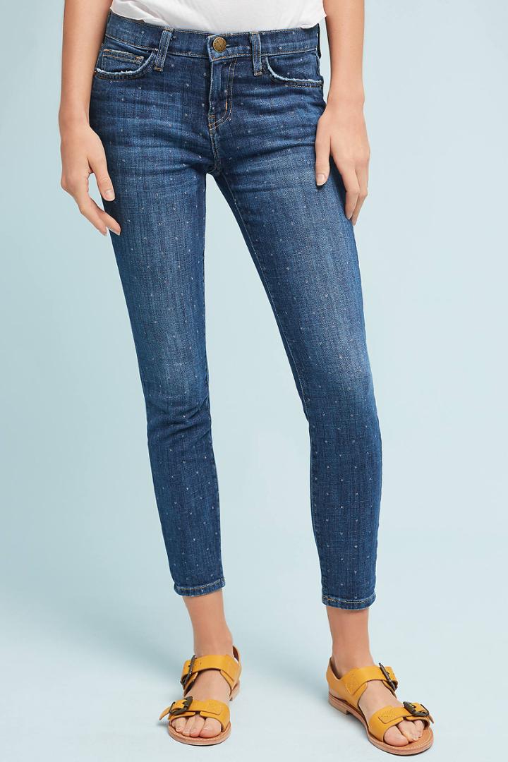 Current/elliott Stiletto Mid-rise Skinny Ankle Embroidered Jeans