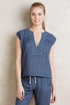 Sundry Indigo V-neck Top
