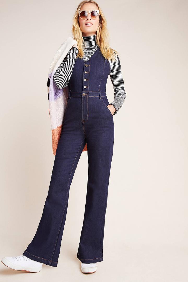 Ella Moss Button-front Denim Jumpsuit