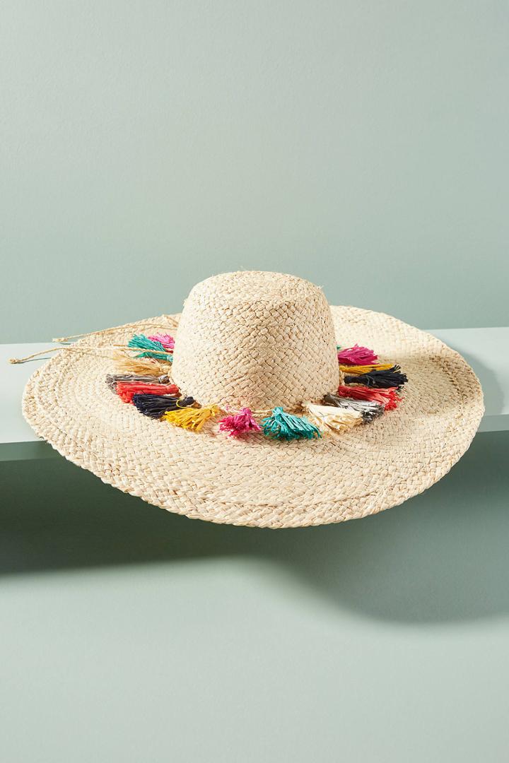 Anthropologie Paloma Fringed Floppy Hat