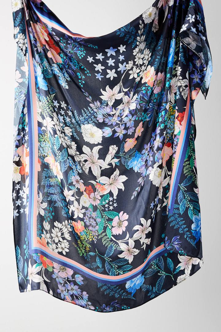 Kachel Stripe & Floral Silk Scarf