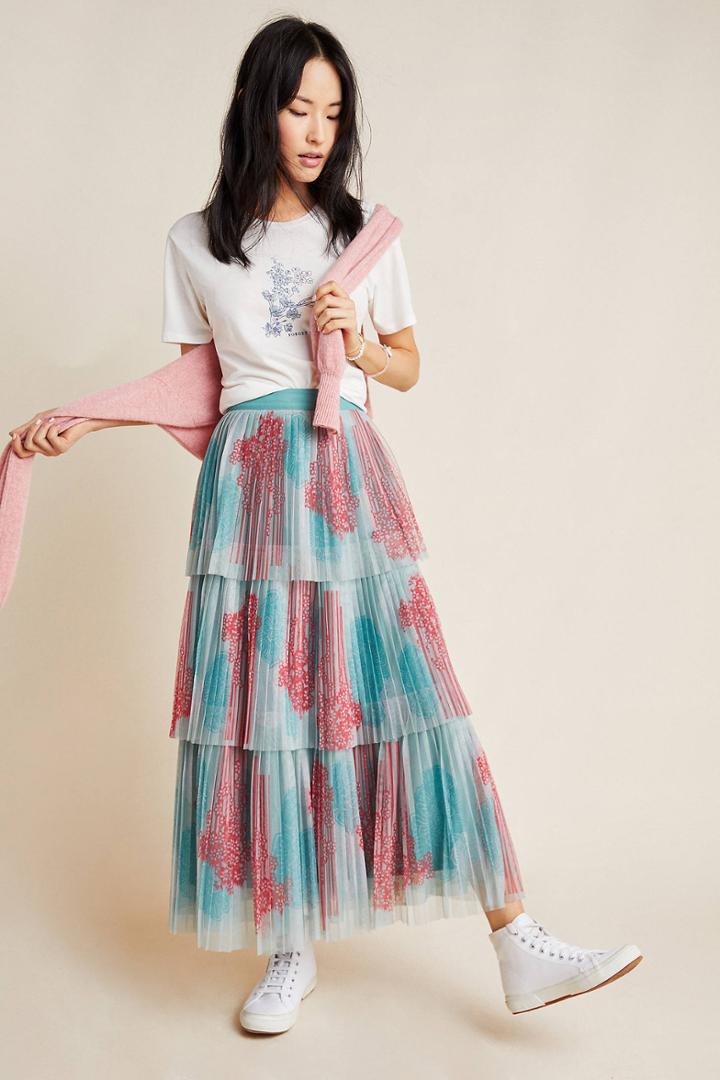 Pankaj & Nidhi Lianne Pleated Midi Skirt