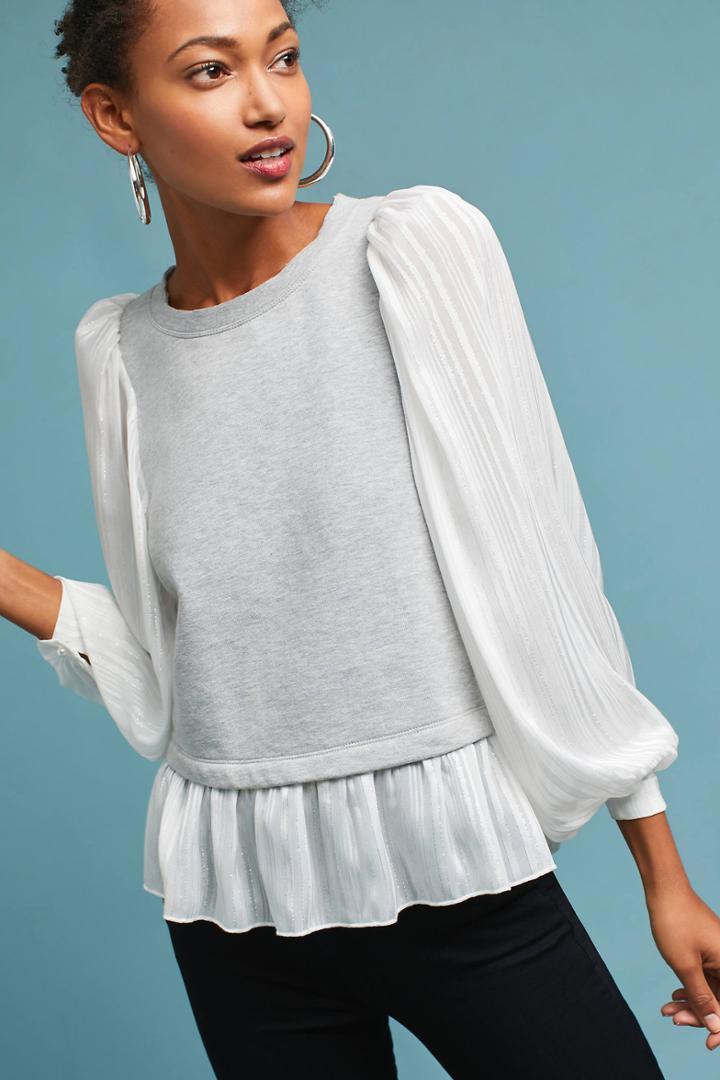 Akemi + Kin Woven Flutter-sleeve Sweatshirt