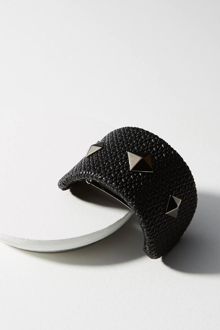 Alexandre De Paris Studded Leather Barrette