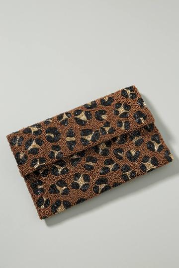 Tiana Designs Beaded Leopard Foldover Clutch