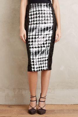 Byron Lars Sequined Houndstooth Skirt