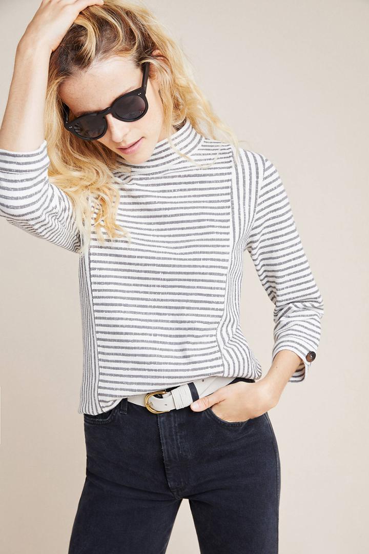 Once Upon A Dream Striped Mock Neck Top