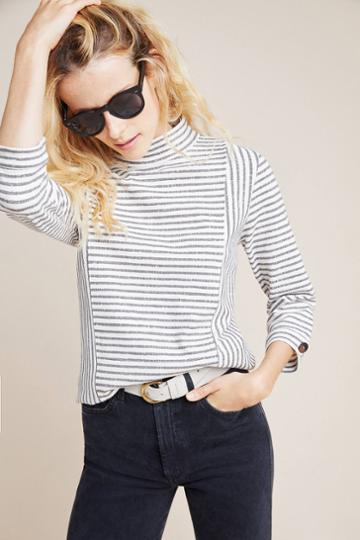 Once Upon A Dream Striped Mock Neck Top