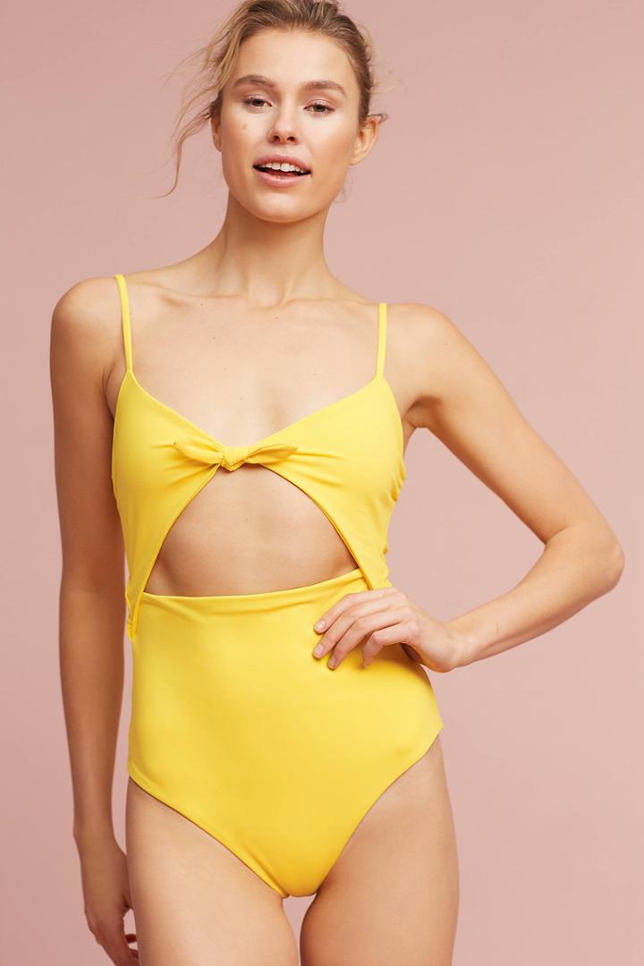 Mara Hoffman Yellow Tie-front One-piece